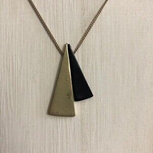 Long Double Triangle Accent Necklace Gold & Black